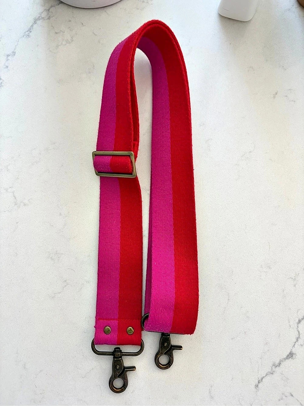 Parker Thatch Adjustable Crossbody Strap Pink & Red Stripe